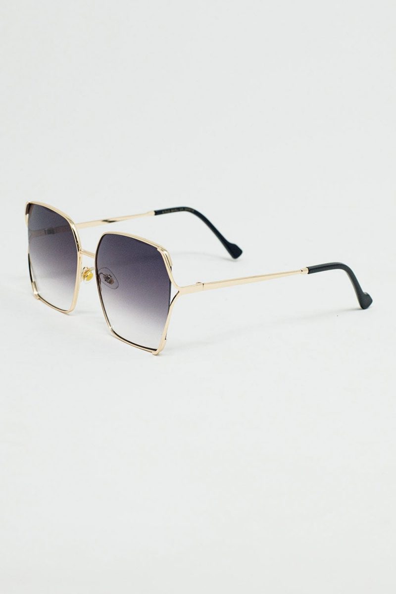 q2 women s sunglasses one size gold oversized square metal sunglasses in black gradient lens 9605822 62953 2605802221011 41586329256194