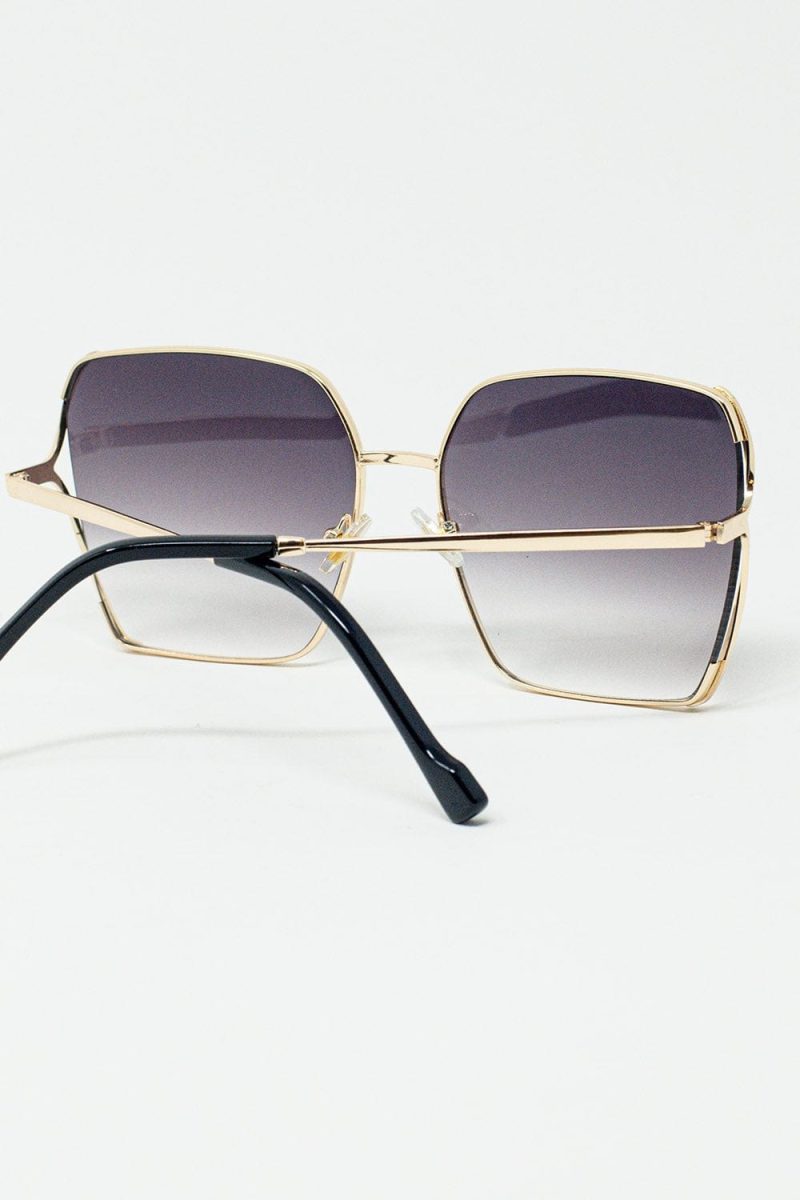 q2 women s sunglasses one size gold oversized square metal sunglasses in black gradient lens 9605822 62953 2605802221011 41586329288962