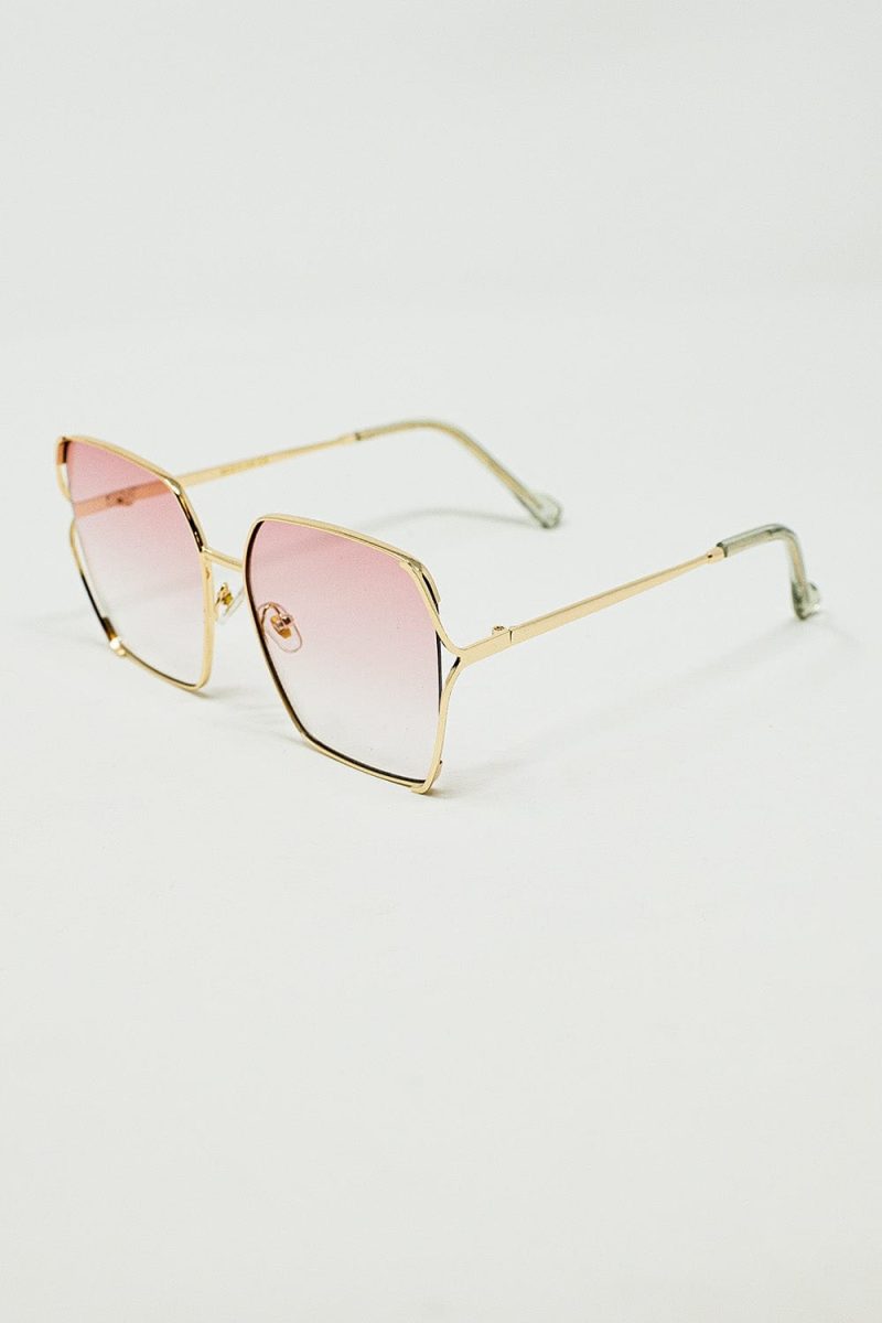 q2 women s sunglasses one size pink oversized square metal sunglasses in light pink gradient lens 9605821 63017 2609602621019 41749772992770