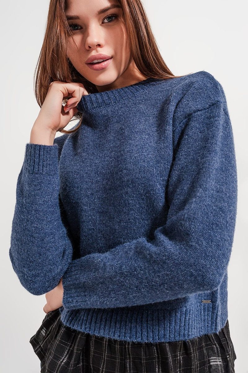 q2 women s sweater 2 in 1 jumper with shirt underlay in navy 2 in 1 jumper with shirt underlay in navy 39087266332930