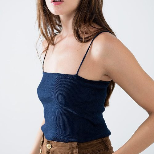 q2 women s sweater basic knitted top in navy with thin straps basic knitted top in navy with thin straps 42115316809986 1