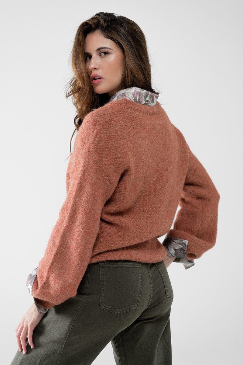 q2 women s sweater cozy balloon sleeve sweater in camel cozy balloon sleeve sweater in camel 42115308257538