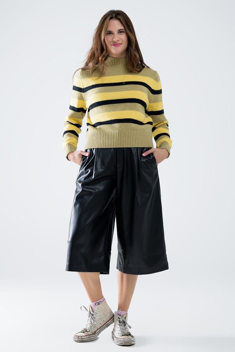 q2 women s sweater green sweater with black and yellow stripes green sweater with black and yellow stripes 42084471111938