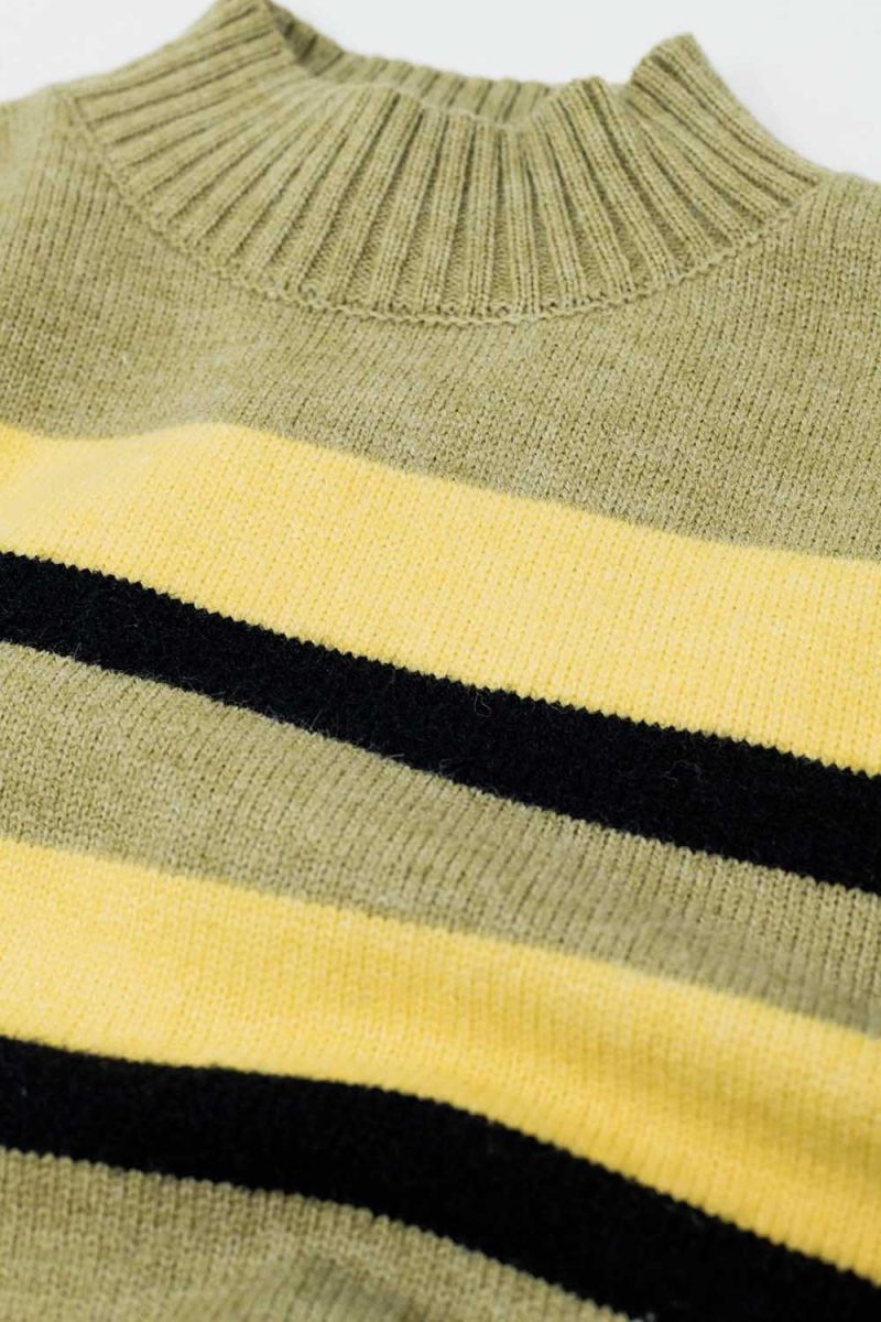 q2 women s sweater green sweater with black and yellow stripes green sweater with black and yellow stripes 42084471243010