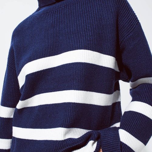 q2 women s sweater navy blue turtle neck sweater in navy with stripes navy blue turtle neck sweater in navy with stripes 39590649200898