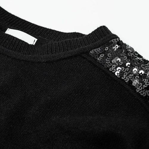 q2 women s sweater one size black black long sleeves sweater with sequins on the shoulders black long sleeves sweater with sequins on the shoulders 5557101 63030 2610900121019 41960319942914