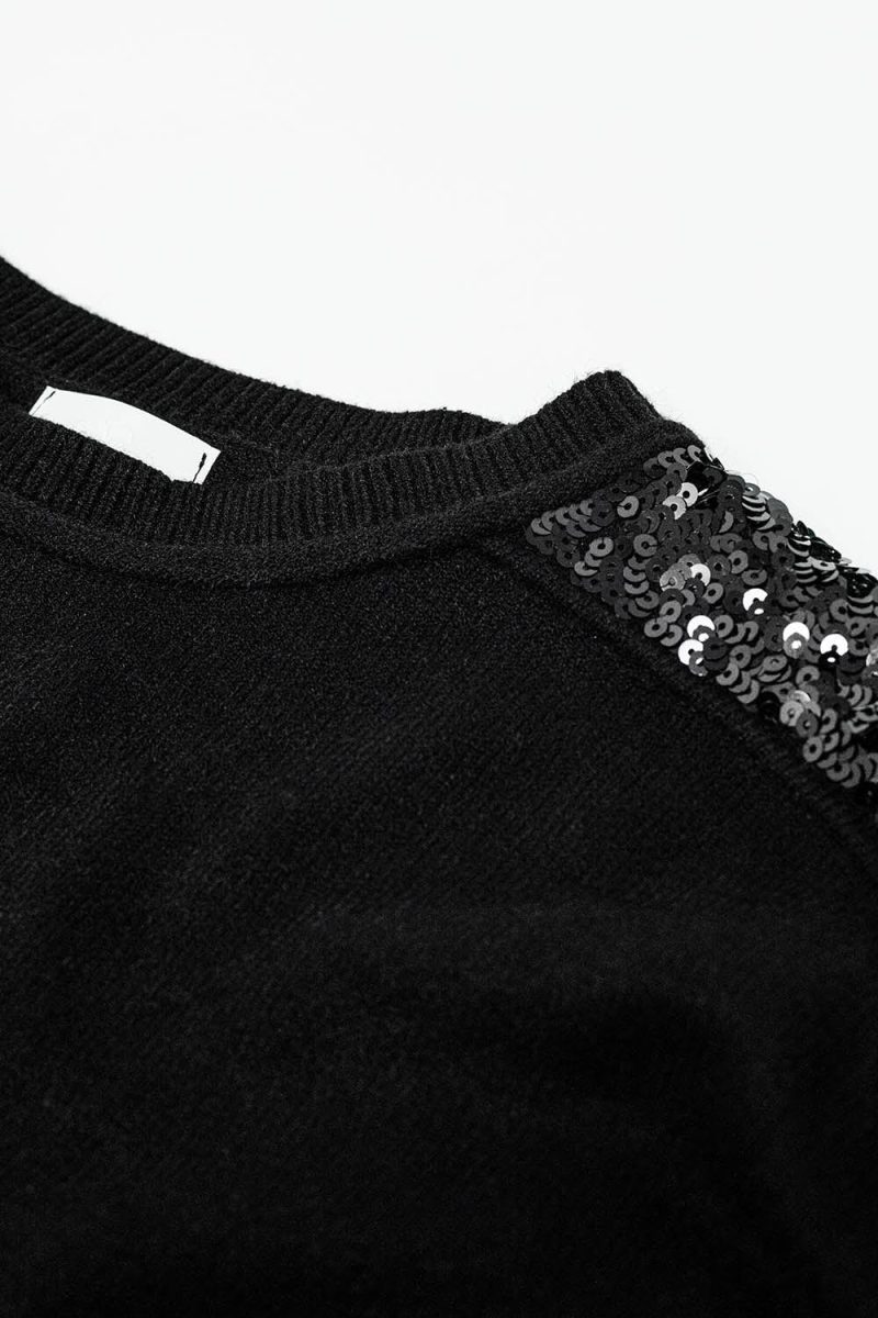 q2 women s sweater one size black black long sleeves sweater with sequins on the shoulders black long sleeves sweater with sequins on the shoulders 5557101 63030 2610900121019 41960319942914