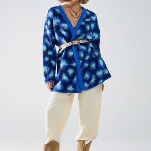 q2 women s sweater one size blue blue leopard print cardigan with wool blue leopard print cardigan with wool 1609808 63021 2610000821017 41960332984578