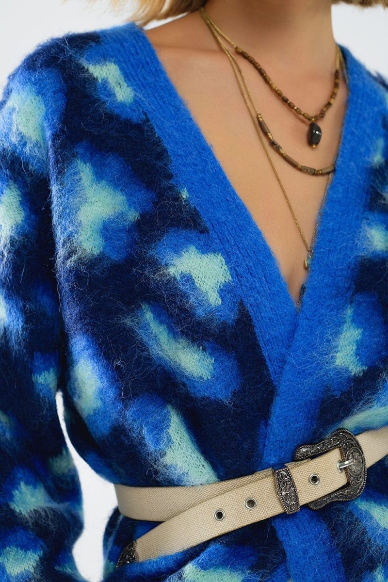 q2 women s sweater one size blue blue leopard print cardigan with wool blue leopard print cardigan with wool 1609808 63021 2610000821017 41960333050114