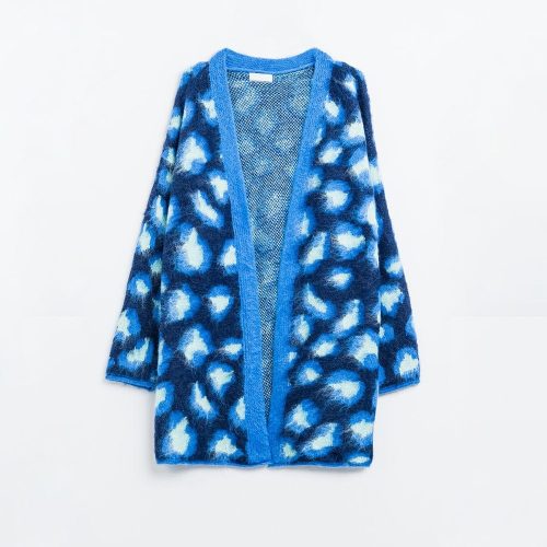 q2 women s sweater one size blue blue leopard print cardigan with wool blue leopard print cardigan with wool 1609808 63021 2610000821017 41960333082882