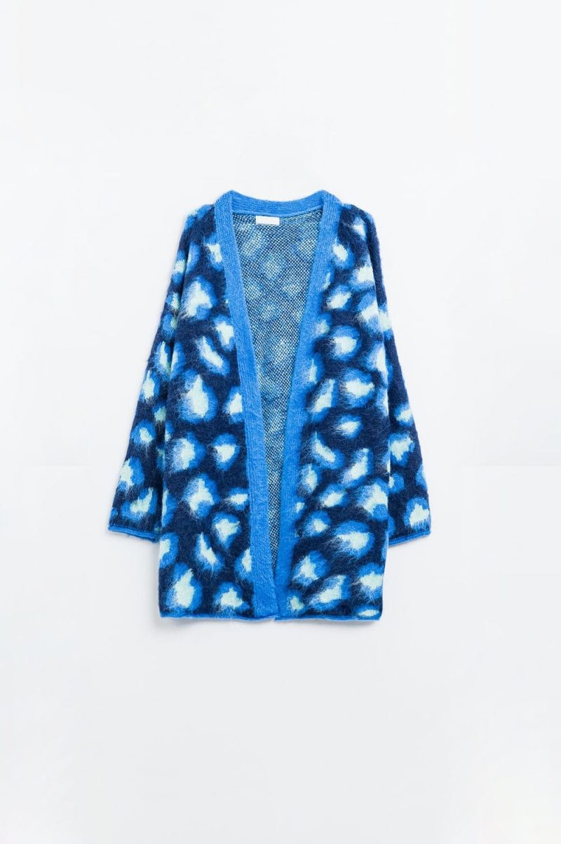 q2 women s sweater one size blue blue leopard print cardigan with wool blue leopard print cardigan with wool 1609808 63021 2610000821017 41960333082882