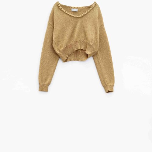 q2 women s sweater one size brown wide v neck light sweater with braided detail in gold wide v neck light sweater with braided detail in gold 5461131 58775 2467903121016 41045653946626