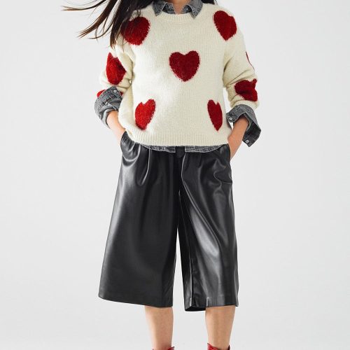 q2 women s sweater one size white cozy white sweater with red hearts cozy white sweater with red hearts 5604206 62936 2604300621019 41881160745218