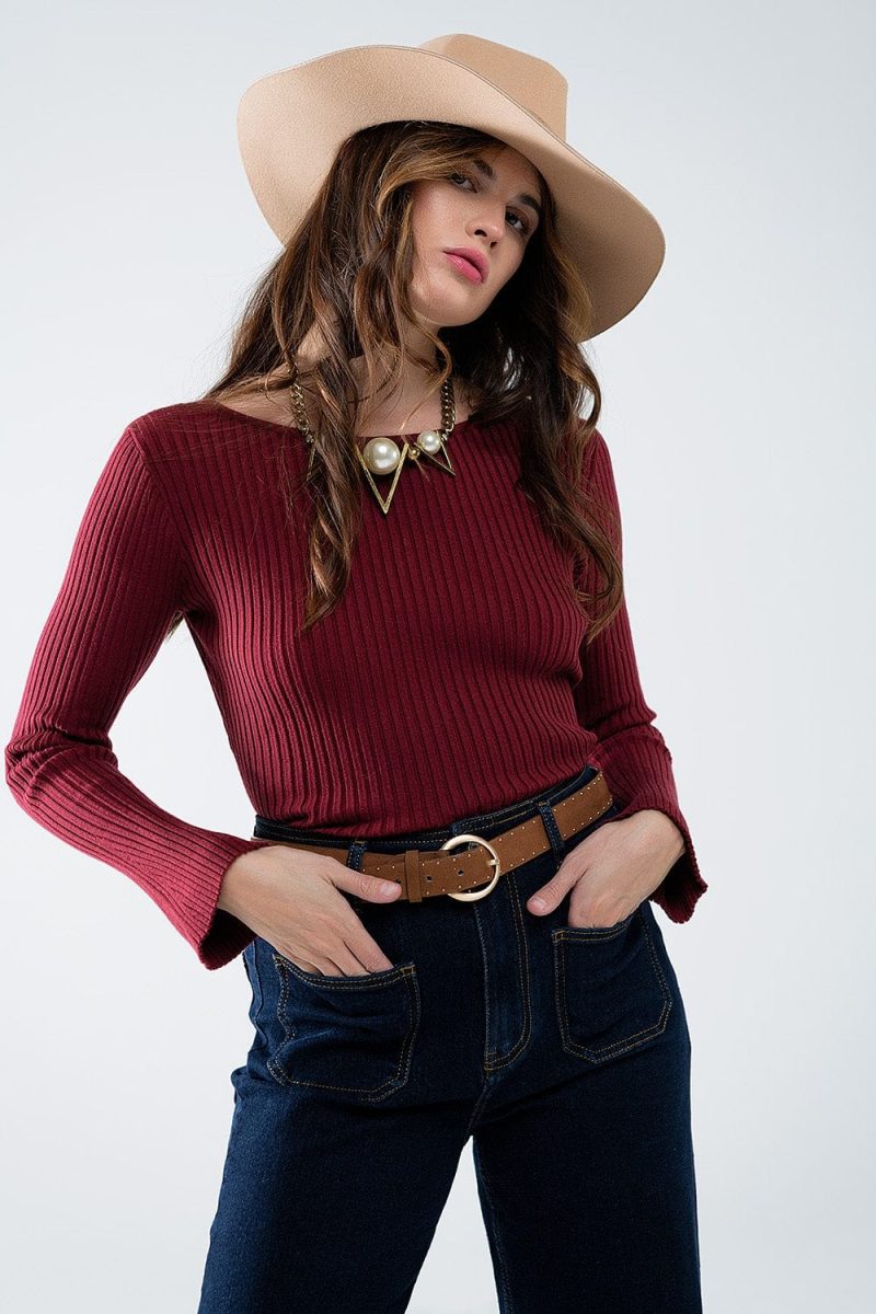 q2 women s sweater open back burgundy ribbed sweater open back burgundy ribbed sweater 42084548378882