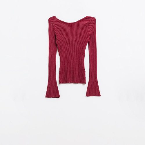 q2 women s sweater open back burgundy ribbed sweater open back burgundy ribbed sweater 42084548509954 1