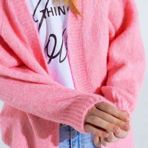 q2 women s sweater oversized fluffy knit open cardigan in pink with rib at them and cuffs oversized fluffy knit open cardigan in pink with rib at them and cuffs 40657672077570