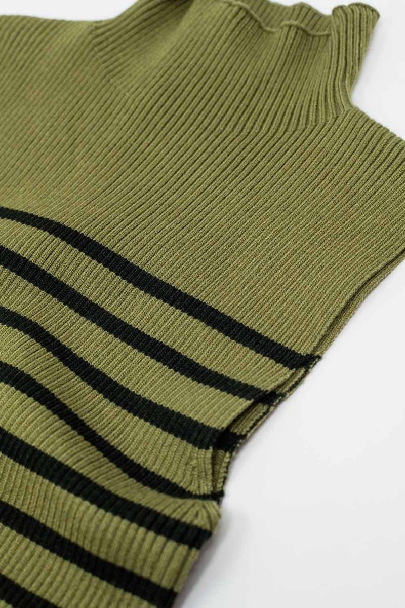 q2 women s sweater striped turtle sweater in olive green striped turtle sweater in olive green 42115306619138