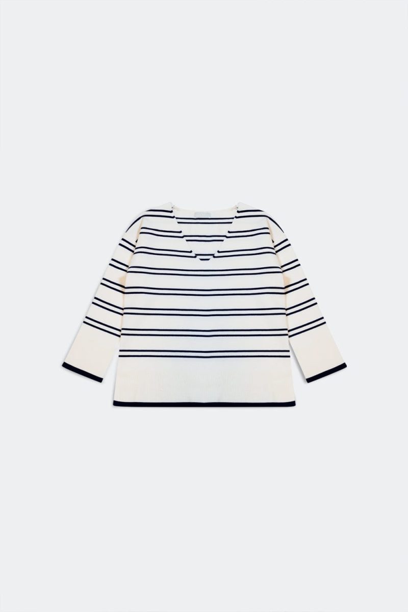 q2 women s sweater sweater in white with navy stripe sweater in white with navy stripe 39087850455298