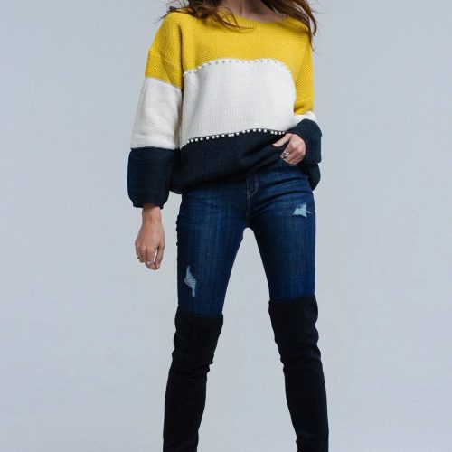 q2 women s sweater yellow knitted sweater with pearls 39086723793154 1